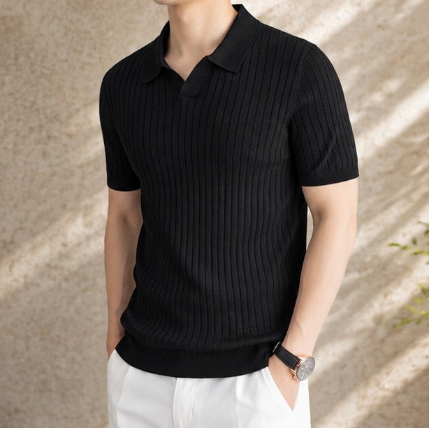Letona Cashmere Ribbed Knit Polo – Coffee Brown