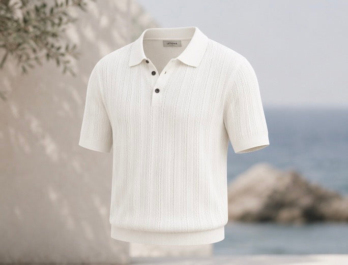 European and American knit polo shirt