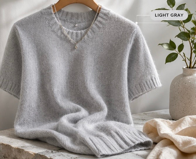 Elegant Knit Short Sleeve Pullover