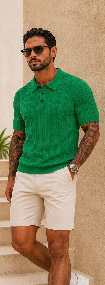European and American knit polo shirt