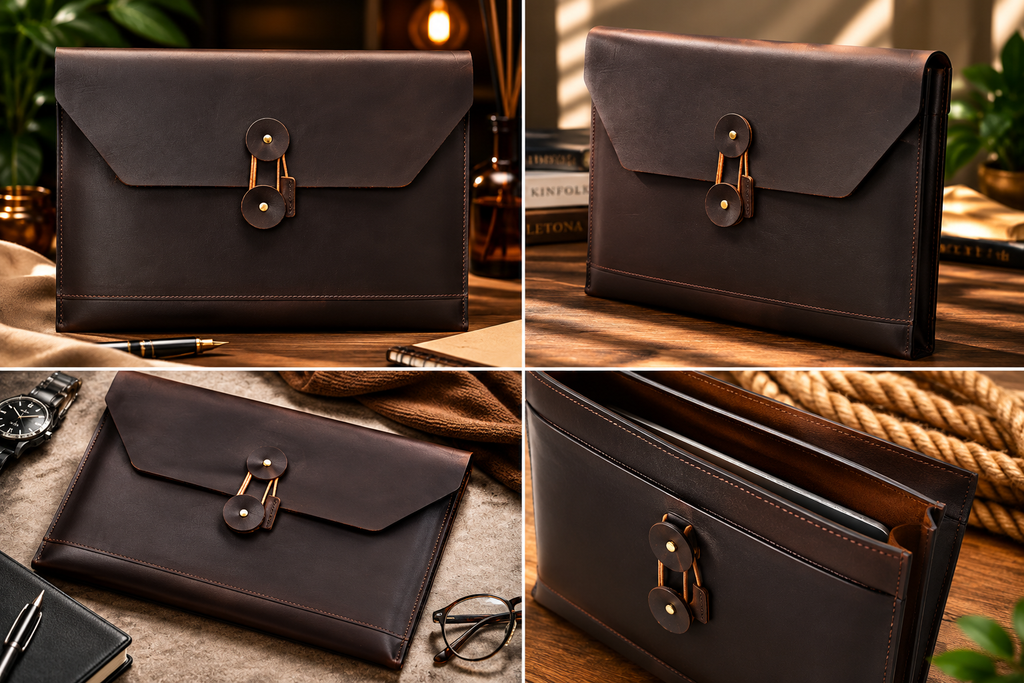 Vintage Leather Business Clutch