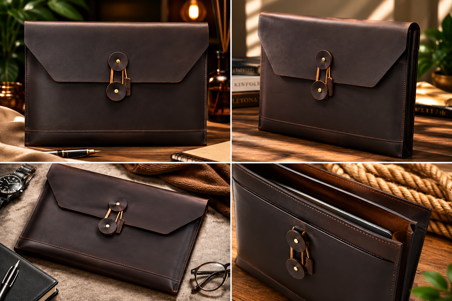 Vintage Leather Business Clutch