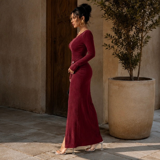 Elegant Long Sleeve Bodycon Maxi Dress