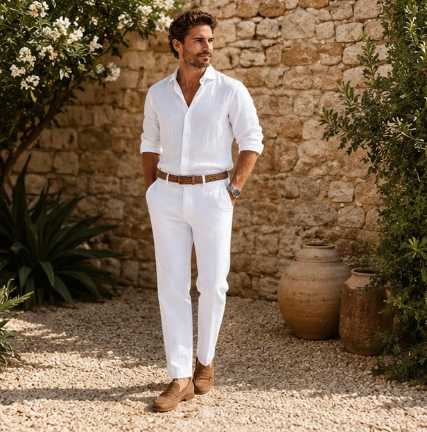 LETONA Premium Linen Collection Men’s Smart Casual Matching Set (5 Colors)