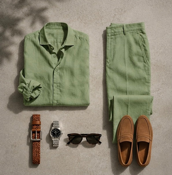LETONA Premium Linen Collection Men’s Smart Casual Matching Set (5 Colors)