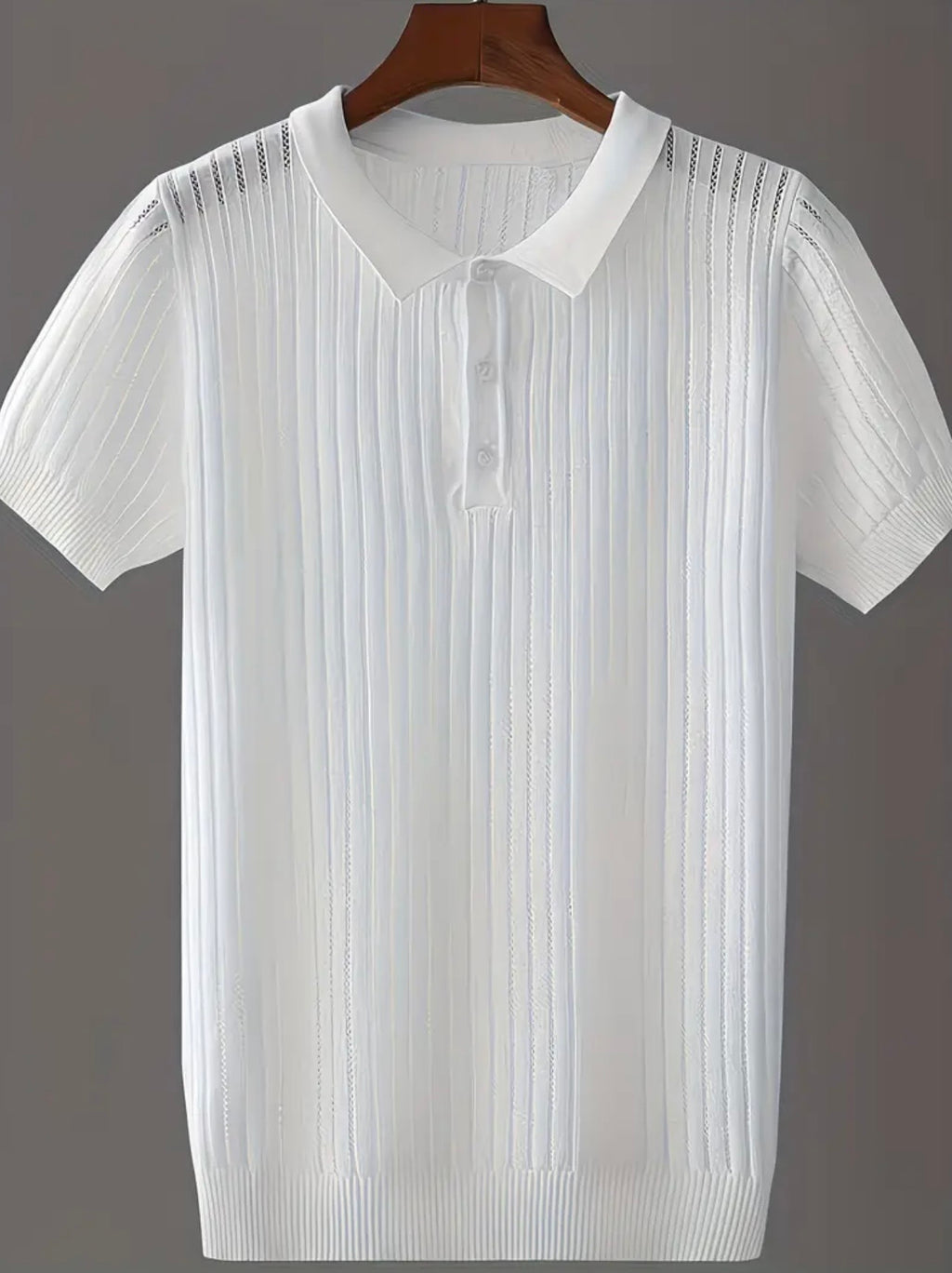 Hollow Knit Lapel T-Shirt