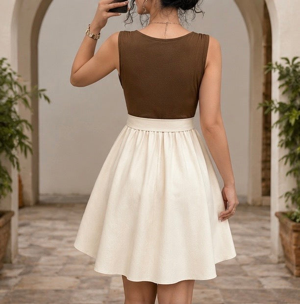 Letona Women’s Outfit Elegant Contrast Bow Dress