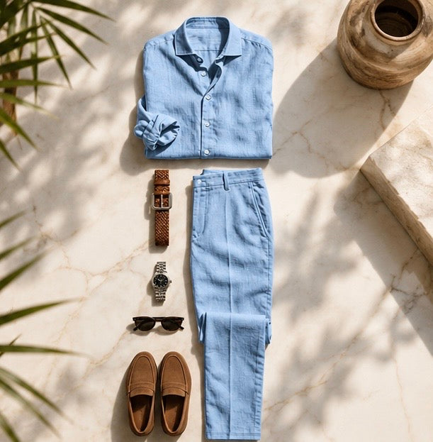 LETONA Premium Linen Collection Men’s Smart Casual Matching Set (5 Colors)