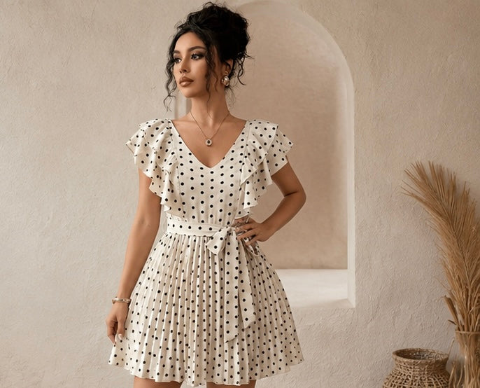 Letona Elegant Polka Dot Wrap Dress