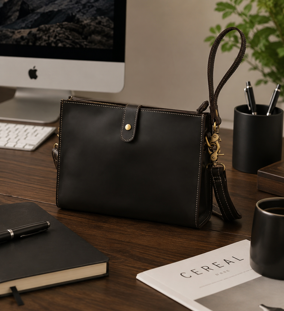 Men’s Vintage Horse Leather Business Clutch