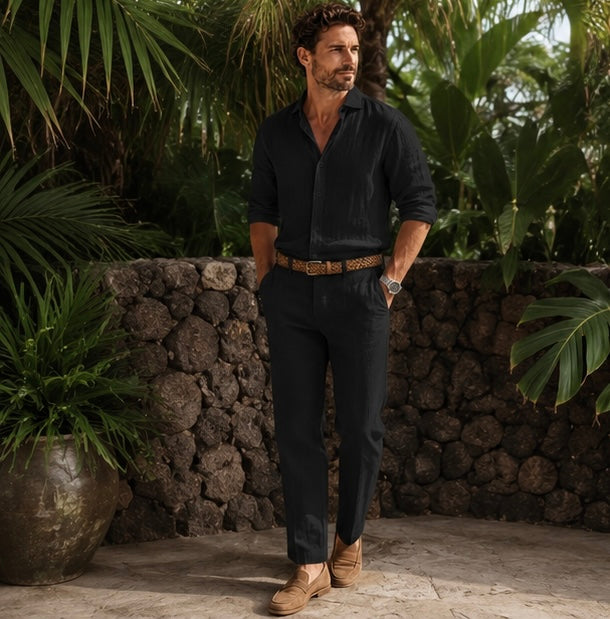 LETONA Premium Linen Collection Men’s Smart Casual Matching Set (5 Colors)