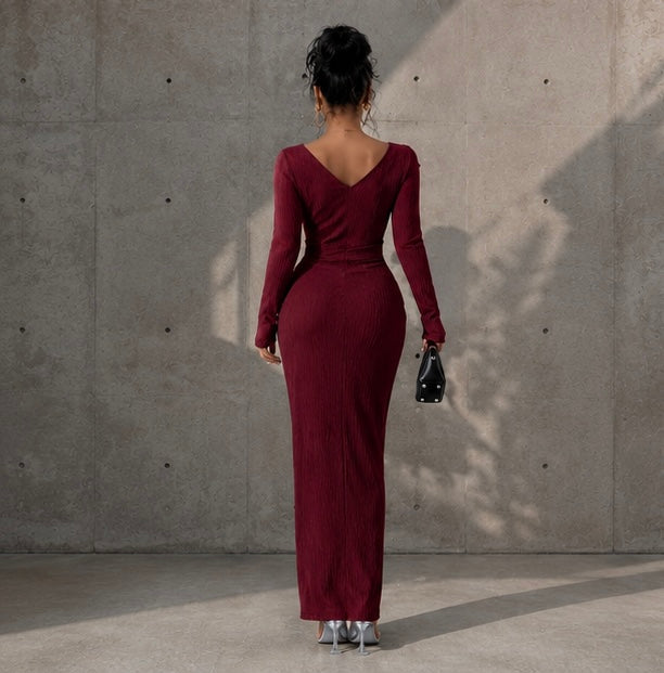 Elegant Long Sleeve Bodycon Maxi Dress