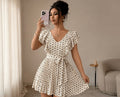 Letona Elegant Polka Dot Wrap Dress