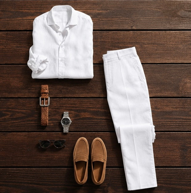 LETONA Premium Linen Collection Men’s Smart Casual Matching Set (5 Colors)