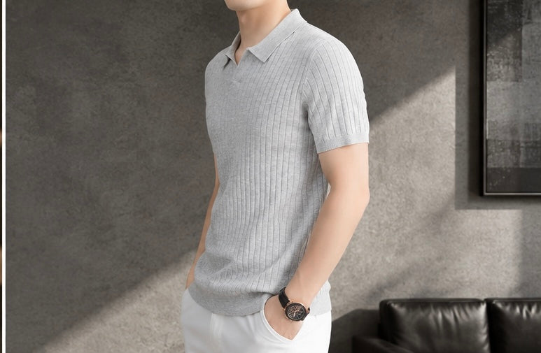 Letona Cashmere Ribbed Knit Polo – Coffee Brown