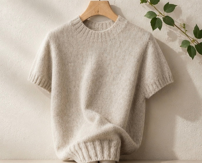 Elegant Knit Short Sleeve Pullover