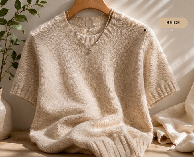Elegant Knit Short Sleeve Pullover