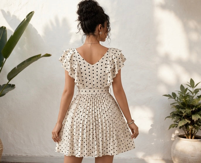 Letona Elegant Polka Dot Wrap Dress