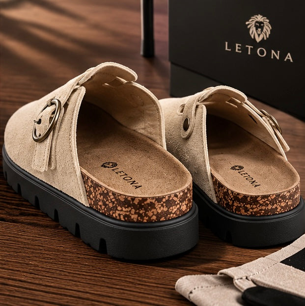 Letona Heritage Comfort Clogs Sandstone Suede