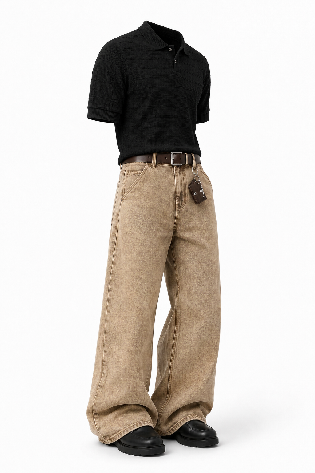 Vintage Sand Wide-Leg Denim Jeans