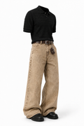 Vintage Sand Wide-Leg Denim Jeans