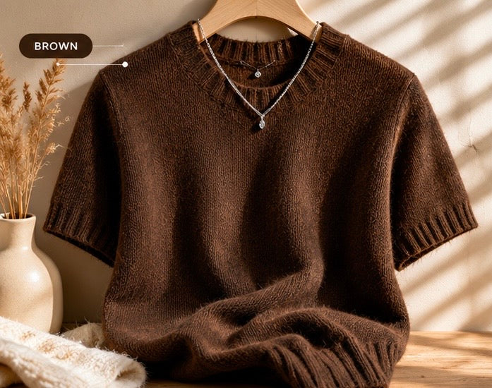 Elegant Knit Short Sleeve Pullover