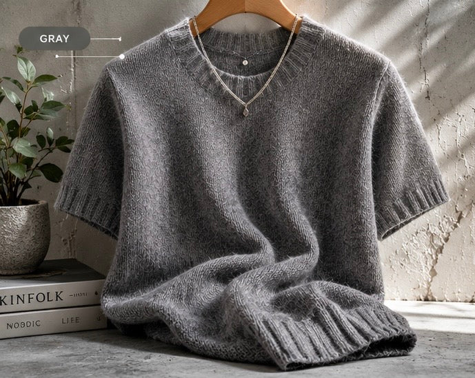 Elegant Knit Short Sleeve Pullover