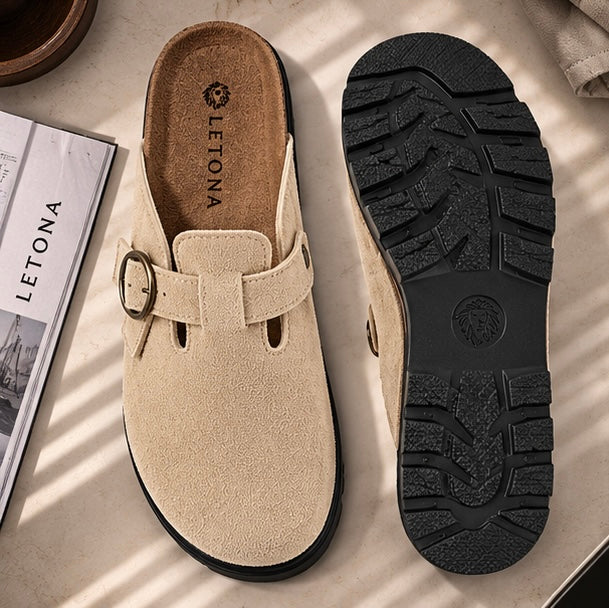 Letona Heritage Comfort Clogs Sandstone Suede