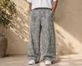 Letona Oversized Ultra Baggy Wide-Leg Floral Jacquard Denim Jeans