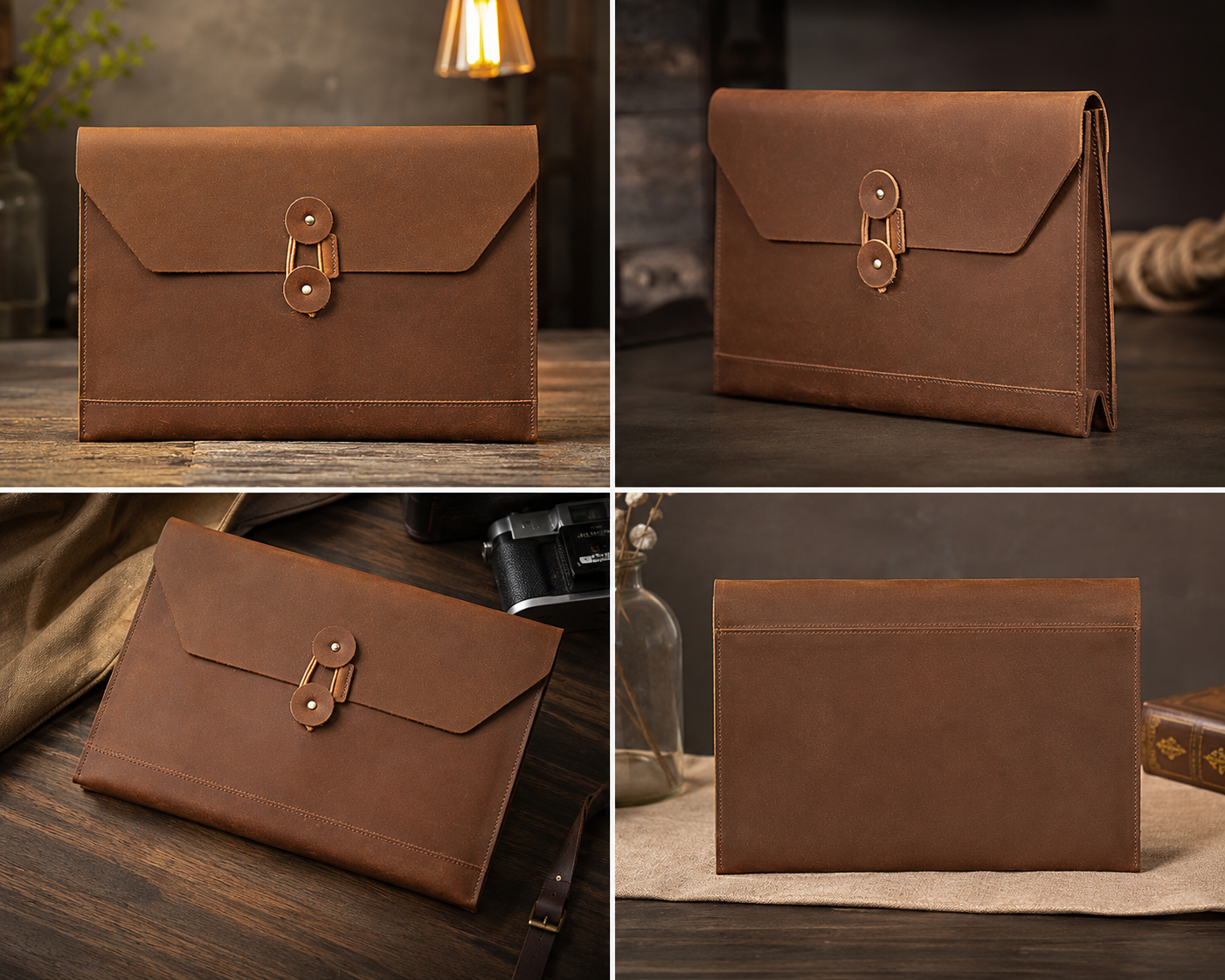 Vintage Leather Business Clutch