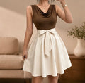 Letona Women’s Outfit Elegant Contrast Bow Dress