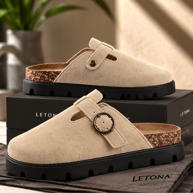 Letona Heritage Comfort Clogs Sandstone Suede
